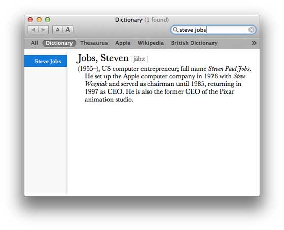 Dictionary Mac OS X