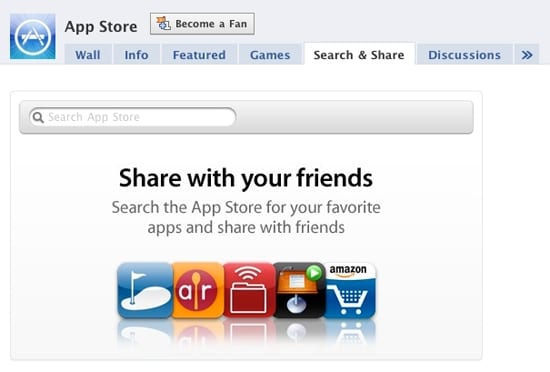 Facebook App Store stránka